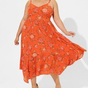 Torrid orange floral maxi dress. Never worn. Tags attached.